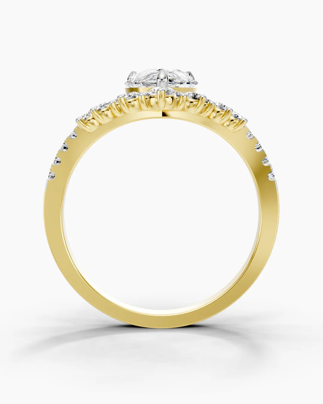 Crowned Pear Women Ring
