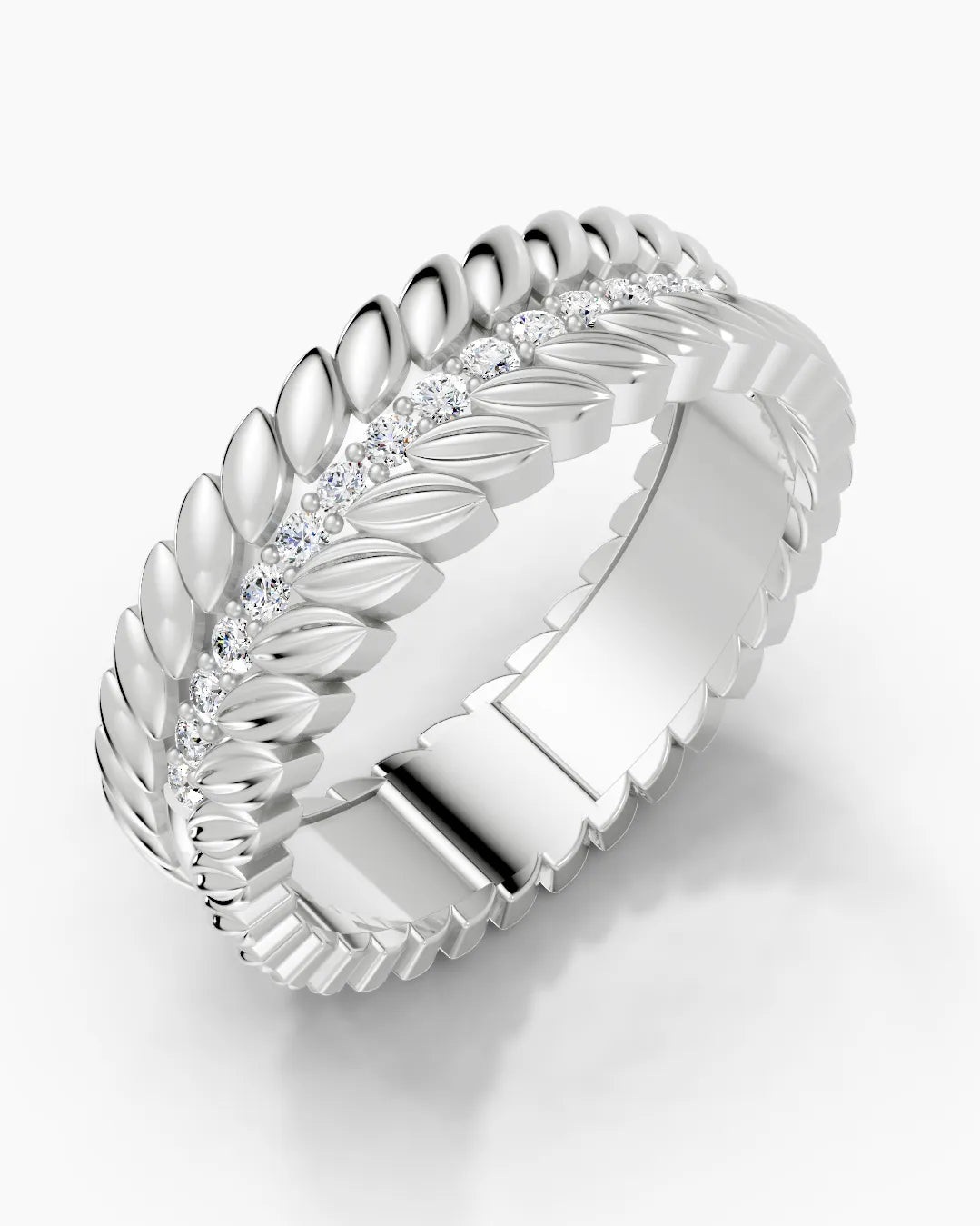 Diamond Grove Leaf Men Ring