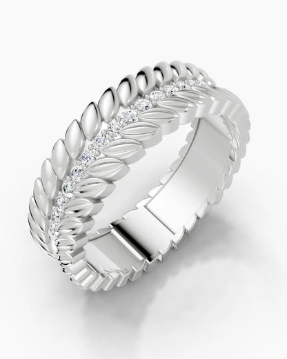 Diamond Grove Leaf Men Ring