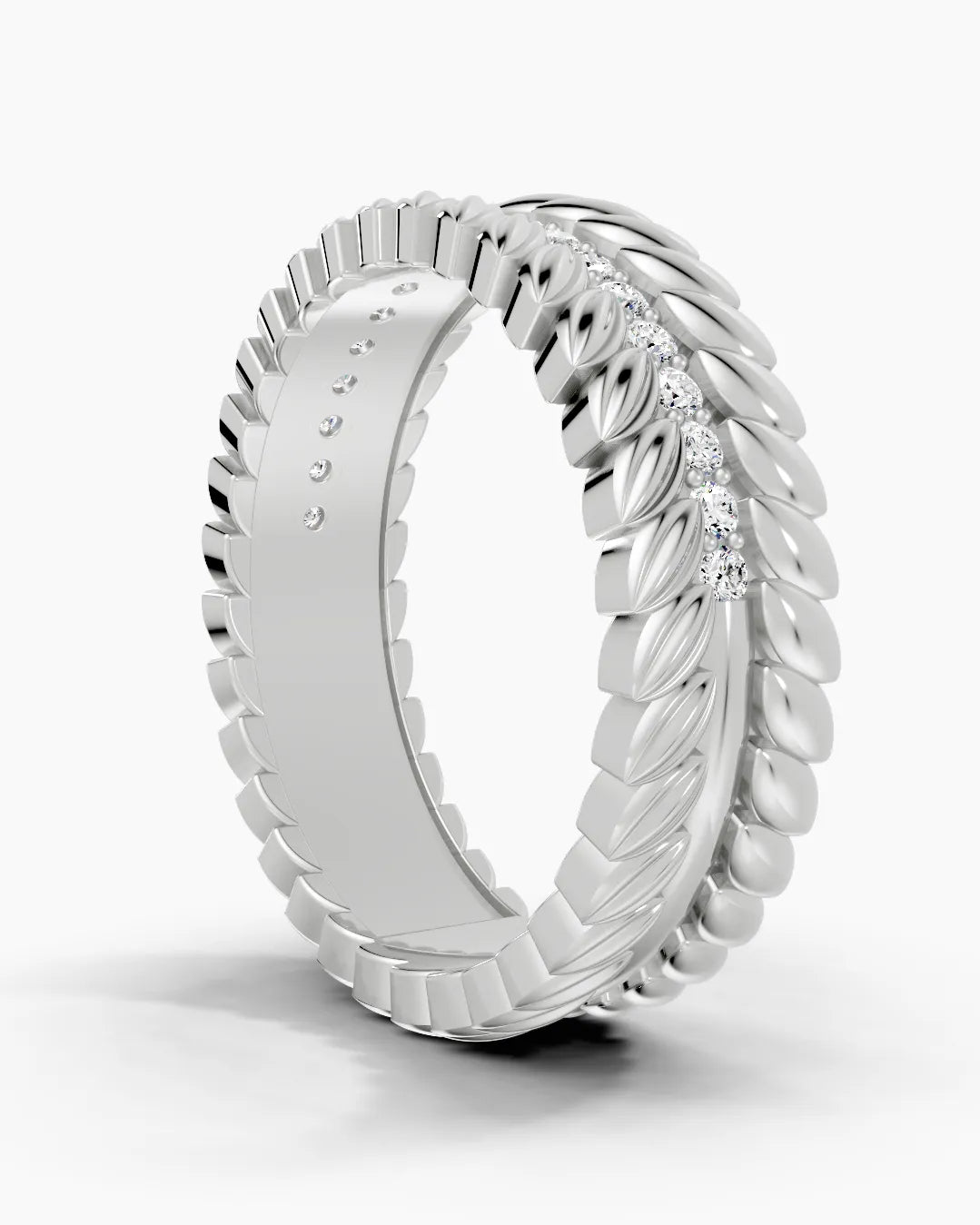 Diamond Grove Leaf Men Ring