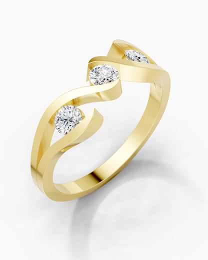 Majestic Three Stone Men Ring