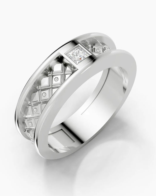 Crest Dual Princess Cut Men Ring