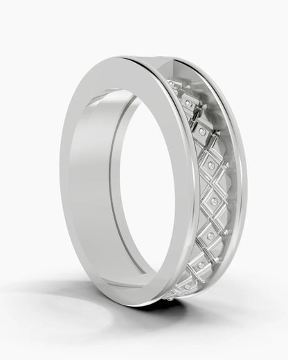 Crest Dual Princess Cut Men Ring