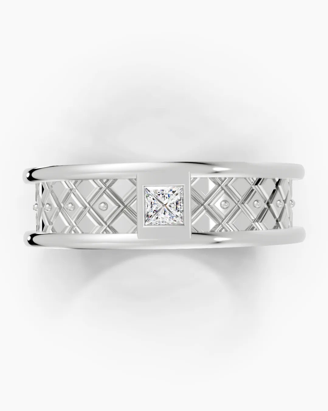 Crest Dual Princess Cut Men Ring