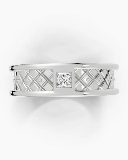 Crest Dual Princess Cut Men Ring