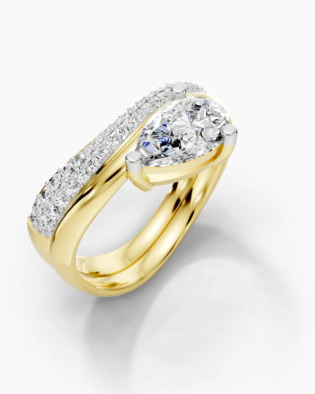 Crowned Teardrop Women Ring