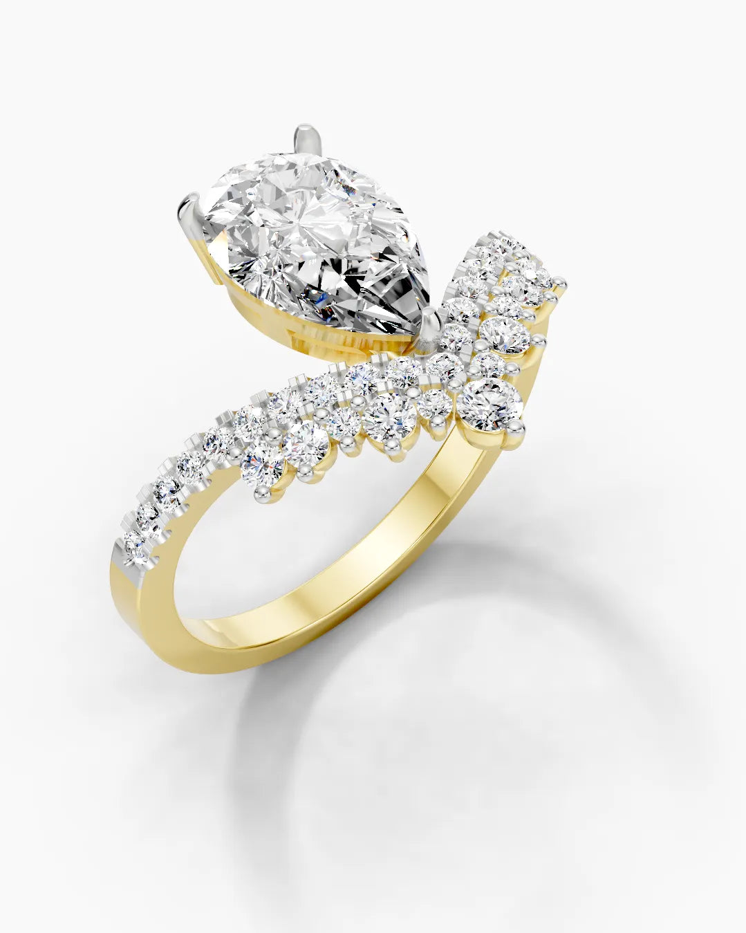 Crowned Pear Women Ring