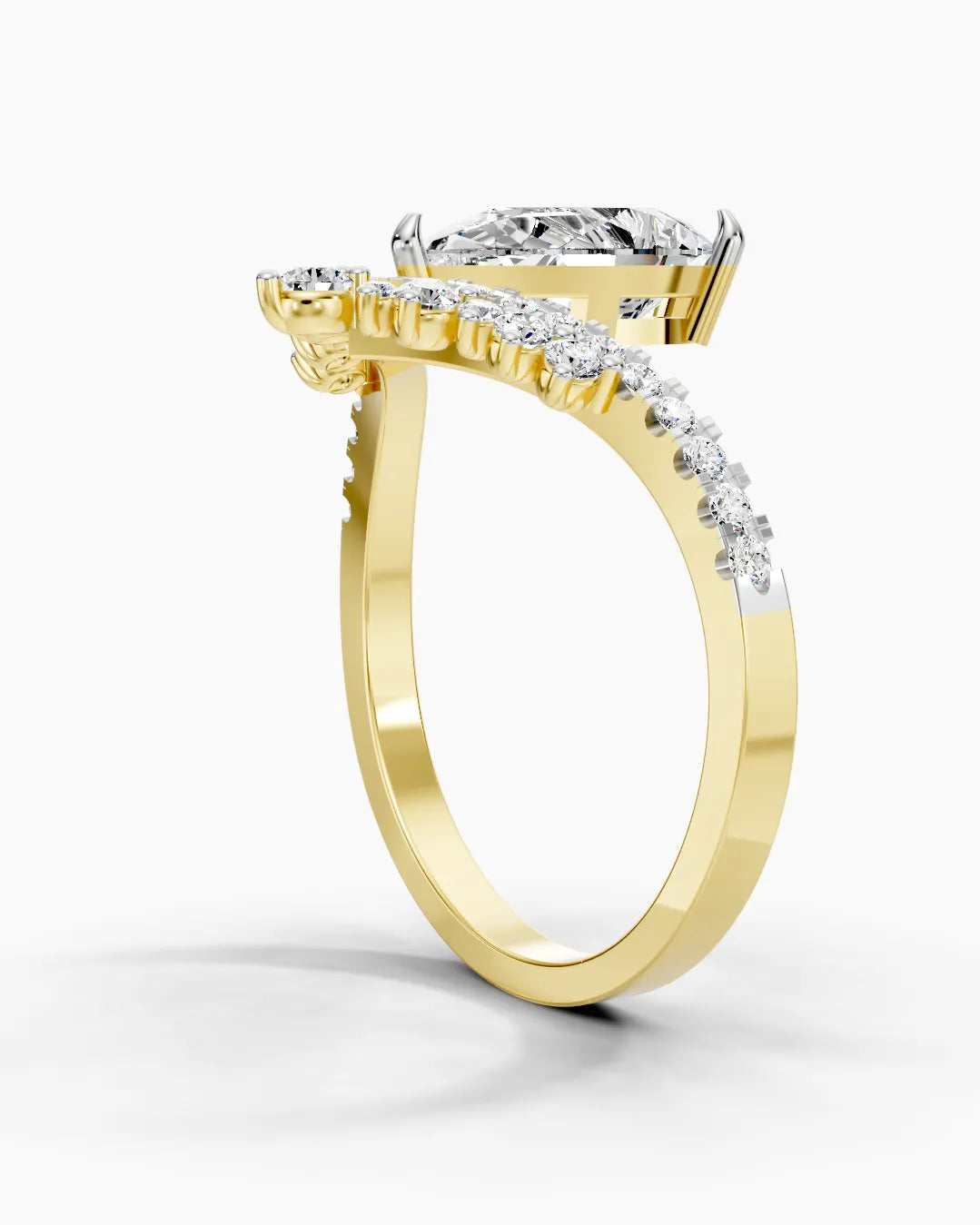 Crowned Pear Women Ring