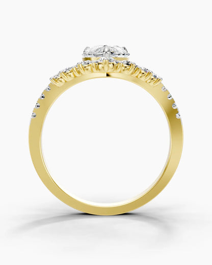 Crowned Pear Women Ring