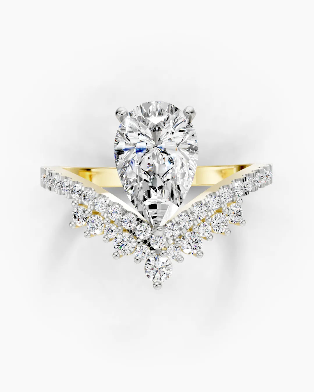 Crowned Pear Women Ring