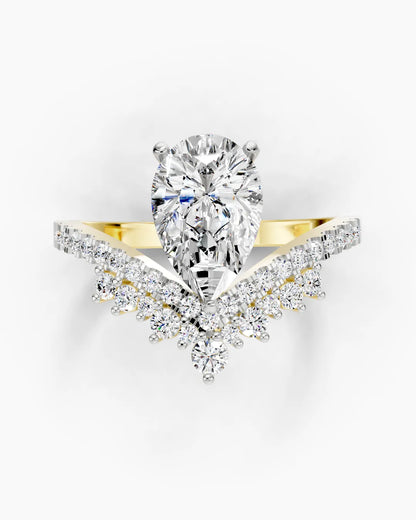 Crowned Pear Women Ring