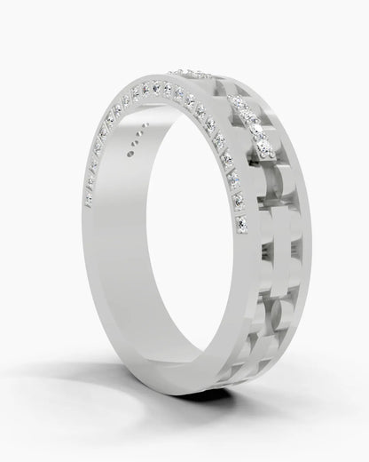 Dual Line Diamond Stripe Men Ring