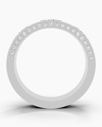 Dual Line Diamond Stripe Men Ring