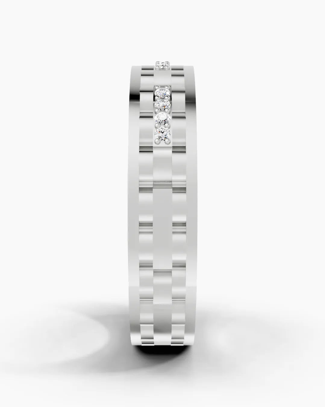 Dual Line Diamond Stripe Men Ring