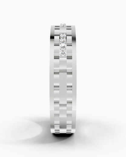 Dual Line Diamond Stripe Men Ring