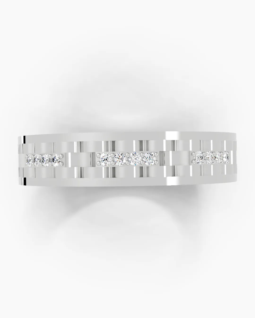 Dual Line Diamond Stripe Men Ring