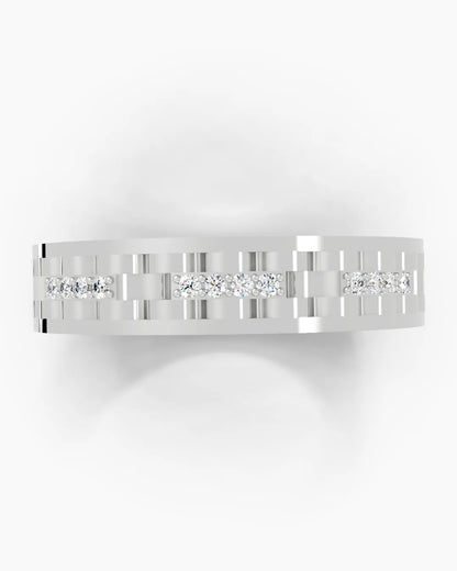 Dual Line Diamond Stripe Men Ring