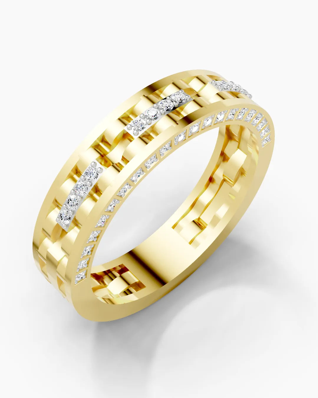 Twin Line Diamond Men Ring