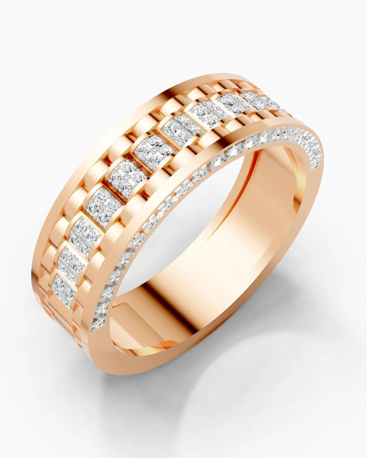 Curved Spark Diamond Men Ring
