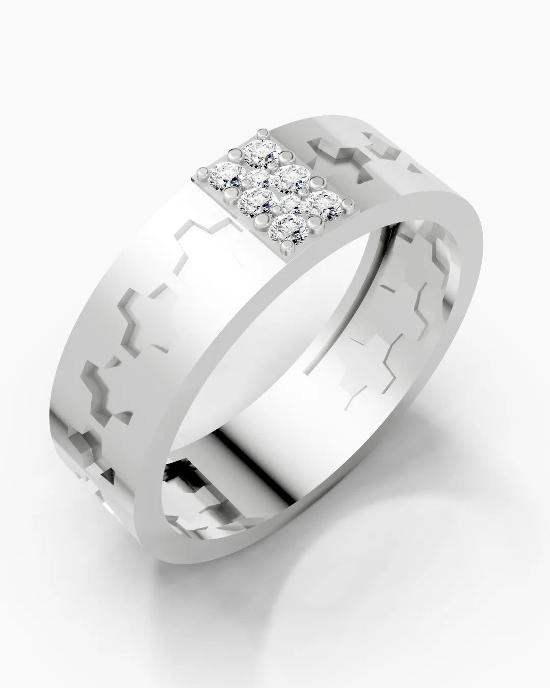 Shimmering Geometry Diamond Men Ring