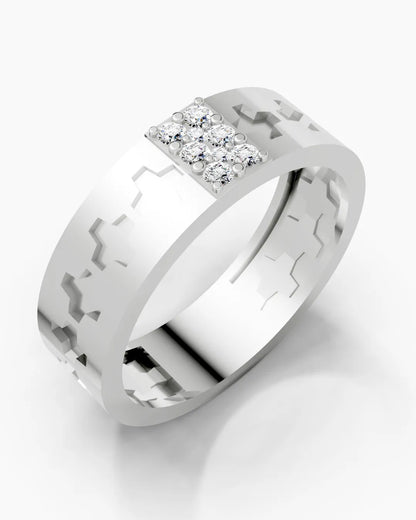 Shimmering Geometry Diamond Men Ring