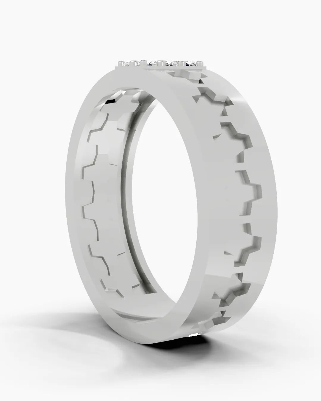 Shimmering Geometry Diamond Men Ring