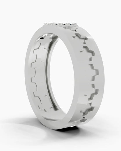 Shimmering Geometry Diamond Men Ring